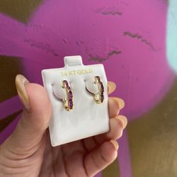 14k EARRINGS NATURAL RUBY 