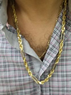 14k Gold Figaro Rope Chain 5mm 78.4 grams 26 inch long