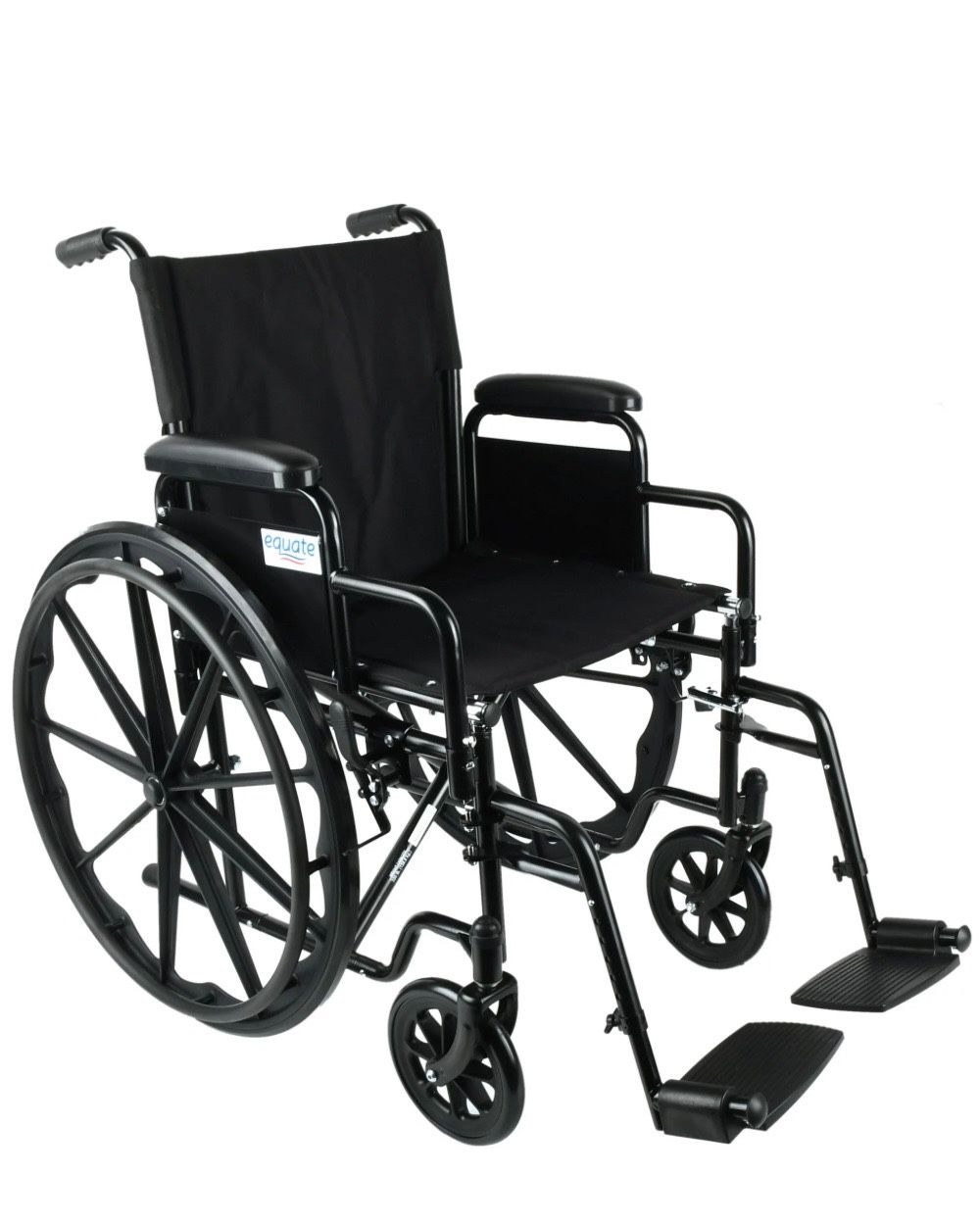 Equate Wheelchair With Large 18-Inch Padded Seat, Removable Swing-Away Footrests, Foldable, Black