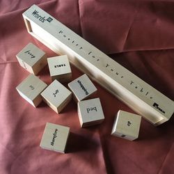 Poetry For Your Table- Wooden Word Cubes With Wooden Tray 
