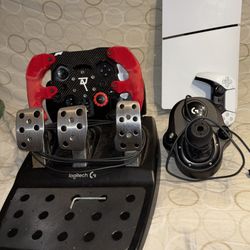 "PS5 Slim + Logitech G29 with Custom F1 Wheel Rim Upgrade".