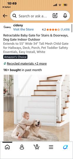 Cideny Retractable Baby Gate White
