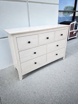 7 Drawer Dresser - Wooden Bedroom Dressers, Storage Drawers Cabinet for Bedroom, Living Room, Farmhouse Chest of Drawers, White Oak