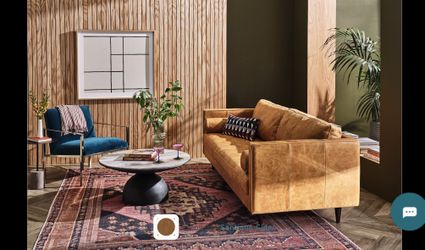 JoyBird Cognac Colored Real Leather Sofa - Like New