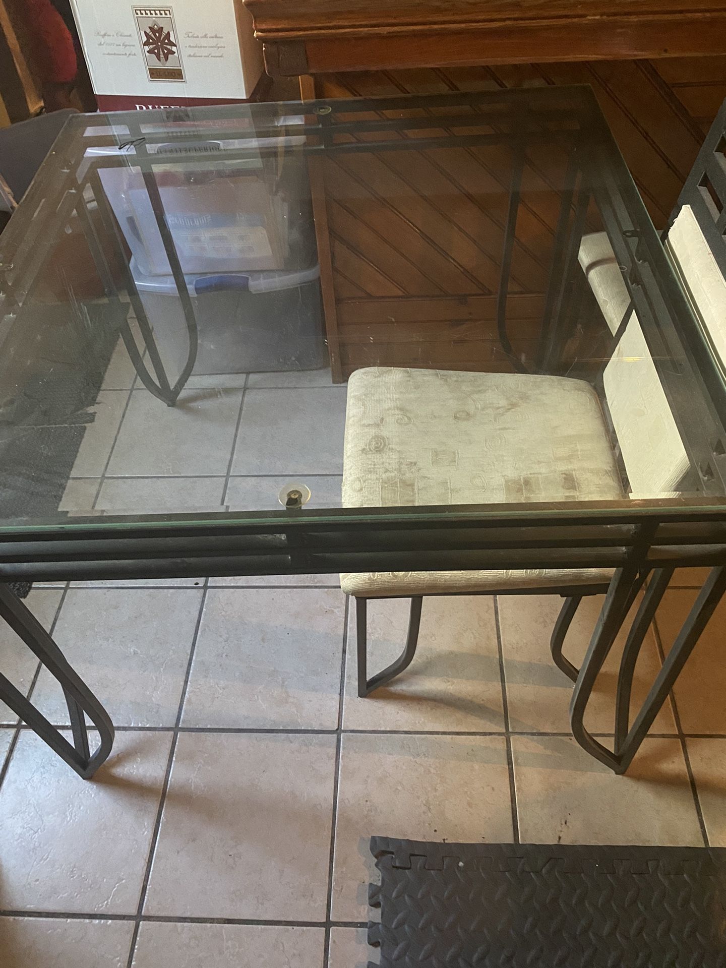 Metal With Glass Dining Table