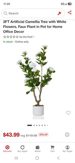 2pc 3FT Artificial Camellia Tree with White Flowers