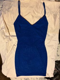 Royal Blue Glitter Mini Bodycon Dress