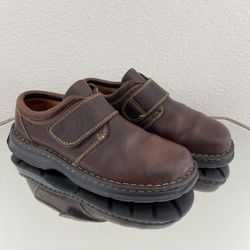 BORN Vintage 90s Dark Brown Leather Hook & Loop Chunky Platform Oxford Sneakers