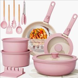 AsterCook Nonstick Pink Cookwear Set