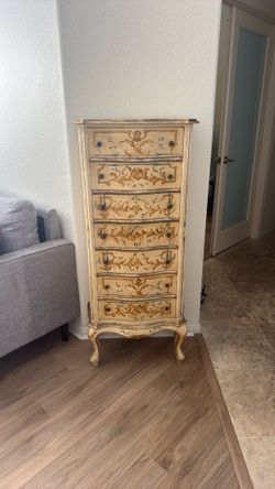 Vintage Hand-Painted Lingerie Chest / Tallboy Dresser