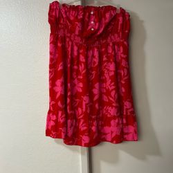 Red dress With Pink Flowers