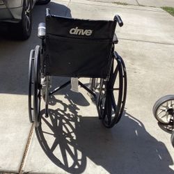Drive wheelchair very good condition. Almost new very light easy to fold in curry. Also, the leg is adjustable goes up and down.