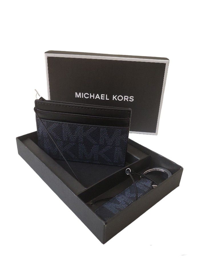 Michael Kors Card Holder and Keychain Mk Logo Black 