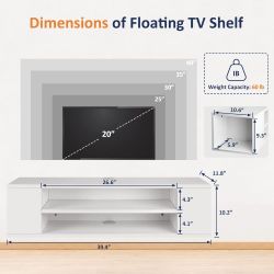 Floating TV Stand Shelf Wall Mounted Media Console With LED LIGHTS  and Remote 