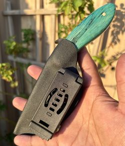 Custom Teal Spalted tamarind Tool & Sheath