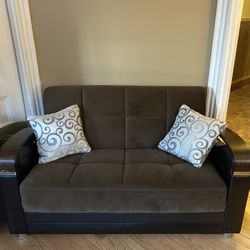 2  Convertible Futon Sofas w/storage - Brown