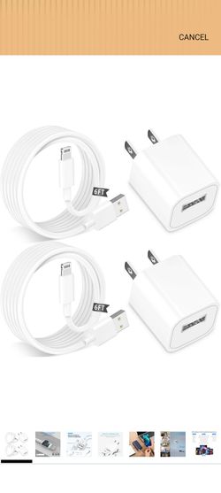 2-Pack iPhone Charger with 6FT Lightning Cable