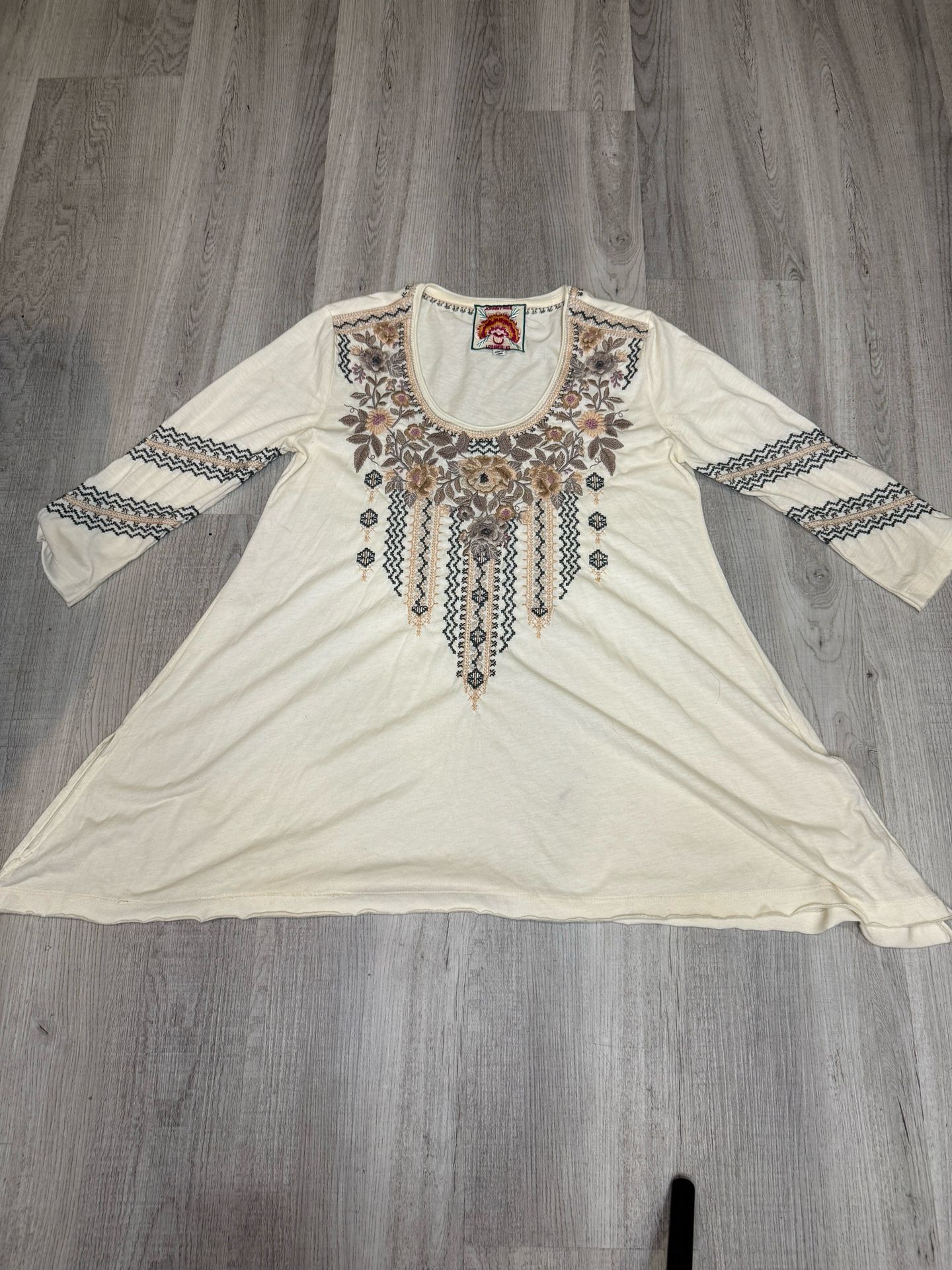 Johnny Was Marushka 3/4 Sleeve Trapeze Tee Top Size XS see Measurements Runs Big