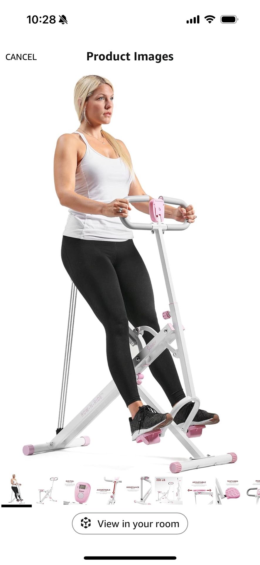 Sunny Health & Fitness Row-N-Ride Squat Assist Trainer, Foldable & Easy Setup Exercise Equipment w/Adjustable Resistance, Home Gym Training Machine