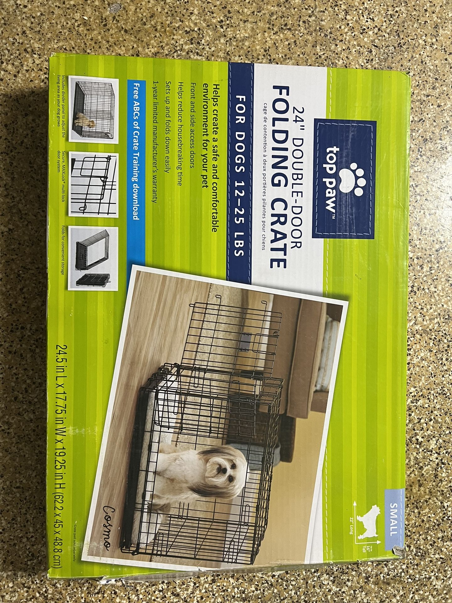 Top Paw 24 inch double door folding crate