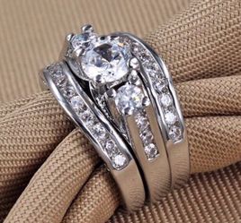 three pieces 925 Sterling silver wedding ring
