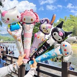🎈 Sanrio Animal Hand-Held Balloon Sticks - Party Perfect! Wave them high, tap them together