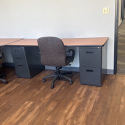 Office or reception desk with chair and filing cabinets