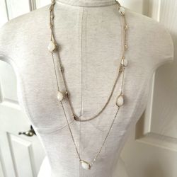 Banana Republic Gold Tone Double Strand Long Necklace