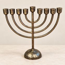 Brass Hanukkah Menorah Candle Holder