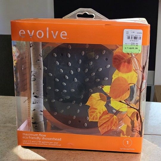 evolve maxium flo eco friendly shower head 