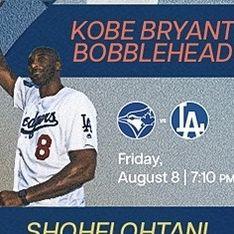 Dodgers Vs Bluejays August 8 Kobe Bryant Bobblehead Night 