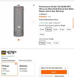 Water heater 40 gallon