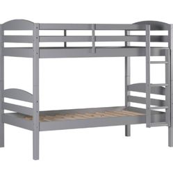 Twin over Twin Wood Bunk Bed in Black Gray Or Natural(New In A Box)