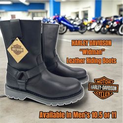 New HARLEY DAVIDSON Widman Black Leather Harness Riding Boots, 10.5 or 11
