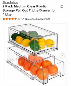 Sorbus 2-Pack Clear Pull-Out Fridge Drawers
