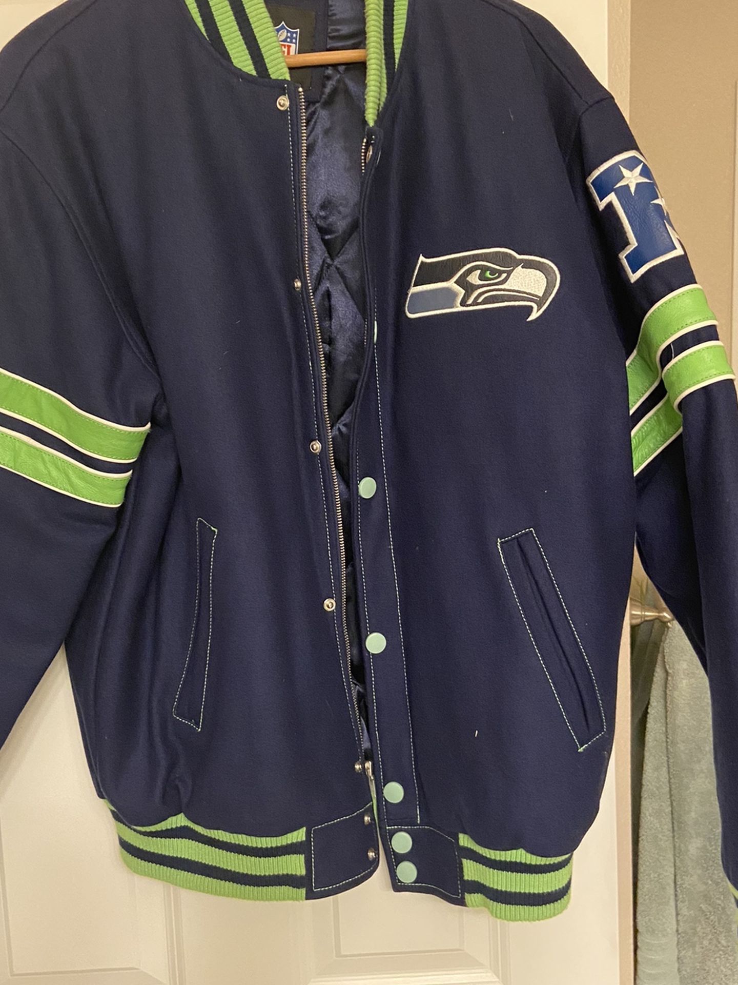 Seattle Seahawks Wool And Leather Varsity Letterman’s Jacket