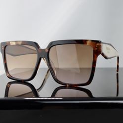 Prada Square Sunglasses in Powder and Havana