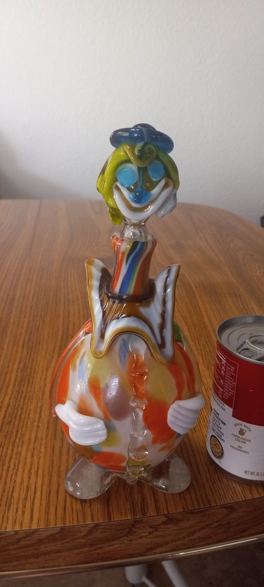 Vintage Art Glass Murano? Style Clown Decanter Bottle See Pictures For Best Description Soup Can For Size Comparison Perfect Condition