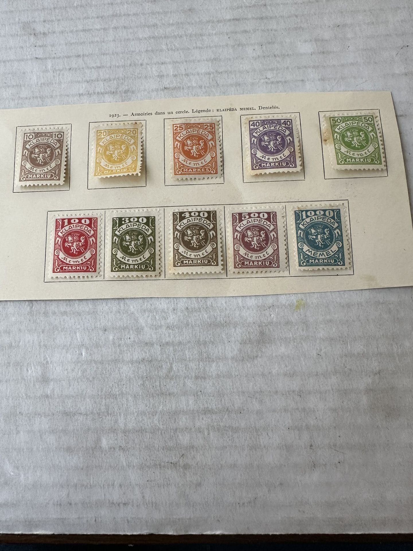 Memel Complete Set Of Stamps 1923 141-150