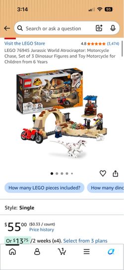LEGO Jurassic World Atrociraptor Motorcycle Chase 76945