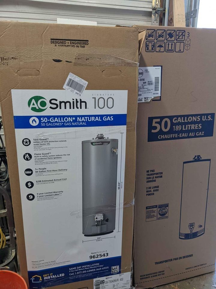 New 50 gal Natural Gas Water Heater (includes installation)