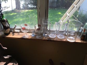 Schlitz beer glasses, Pat O'Brien's glass, various bar glasses