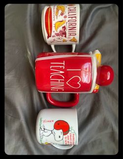 Coffee, mugs, Rae Dunn, Snoopy, and Starbucks
