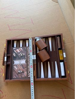 Backgammon Set - Classic Board Game with Premium PU Leather Case & Portable Travel Strategy Backgammon Game Set for Adults, Kids Family Game Night, Va
