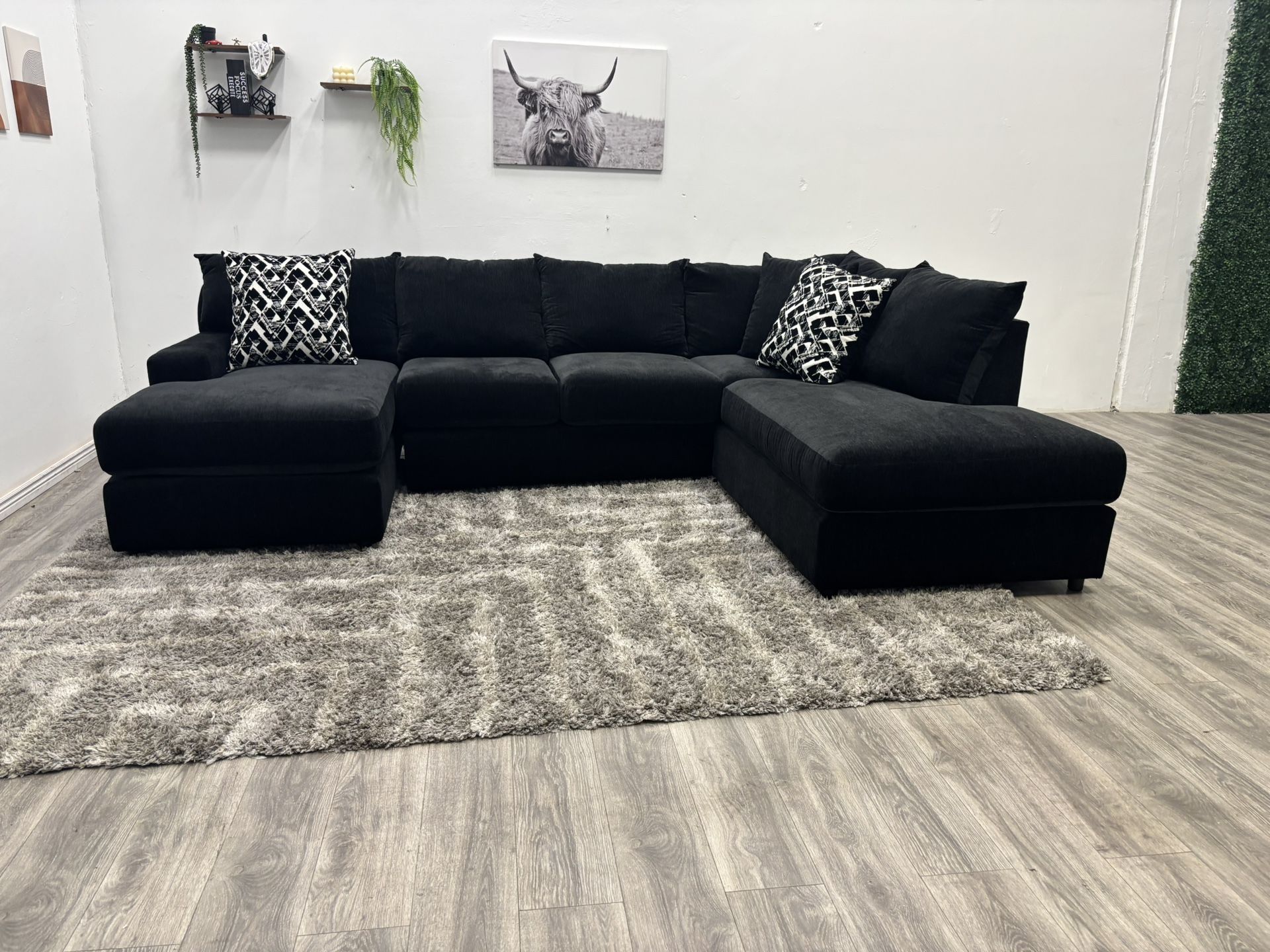 Black Sectional Couch - Free Delivery