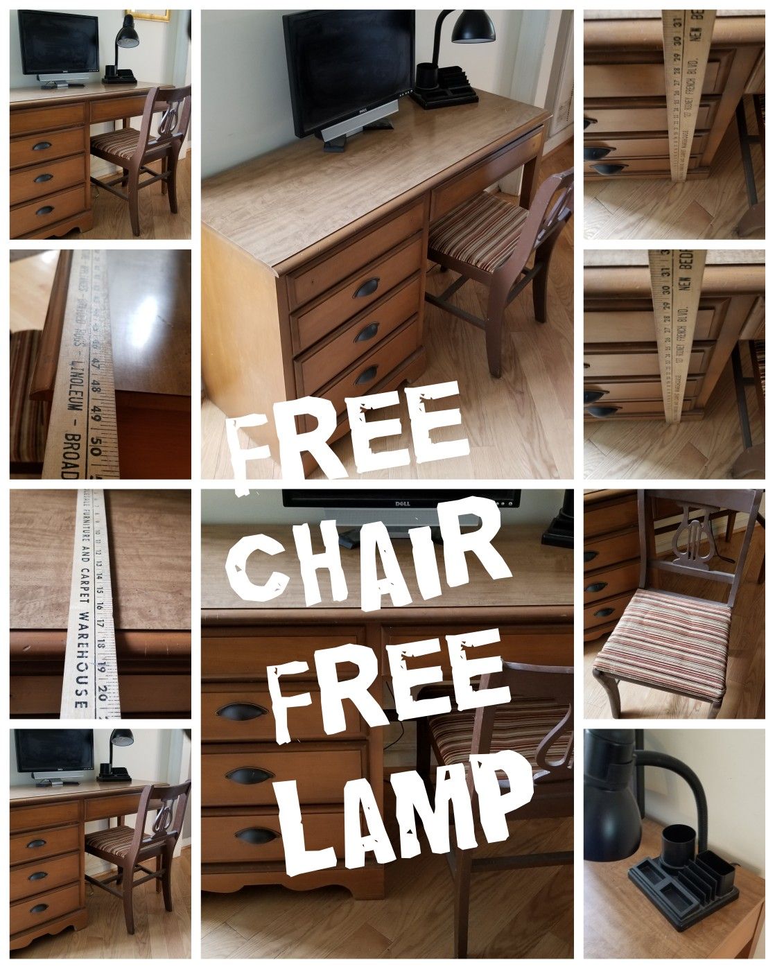 Desk with free chair and lamp