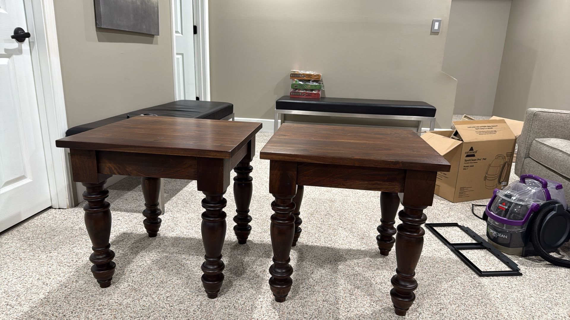 Pair Of Solid Wood End Tables 