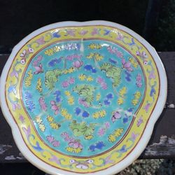 Antique Chinese Qing Dynasty Tongzhi Mark Porcelain Tazza w/  Bat Decoration