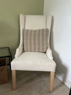 Ivory Upholstered Wingback Accent Chair