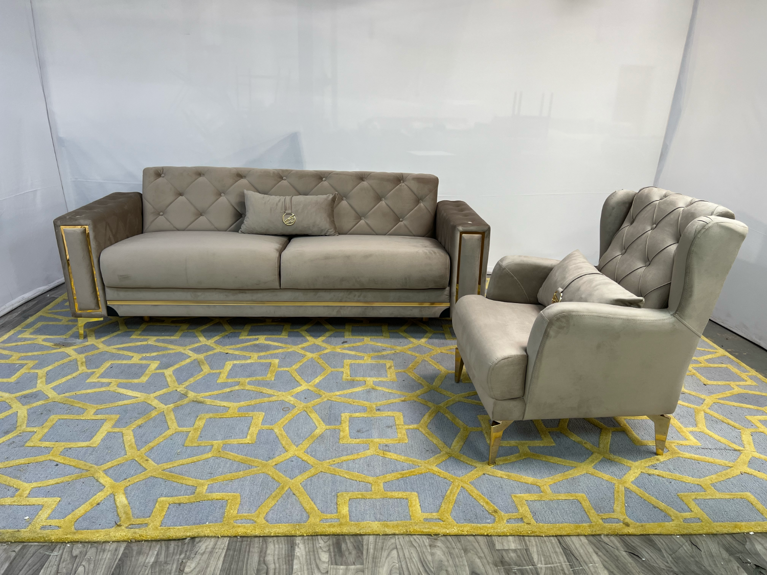 ( Delivery Available ) Bhutan Gray Couch Set with Sleeper Storage